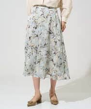 PRHGE02460 CHRISTIAN AUJARD(クリスチャン・オジャール) [セットアップ対応]フラワープリントシアースカート グリーン系