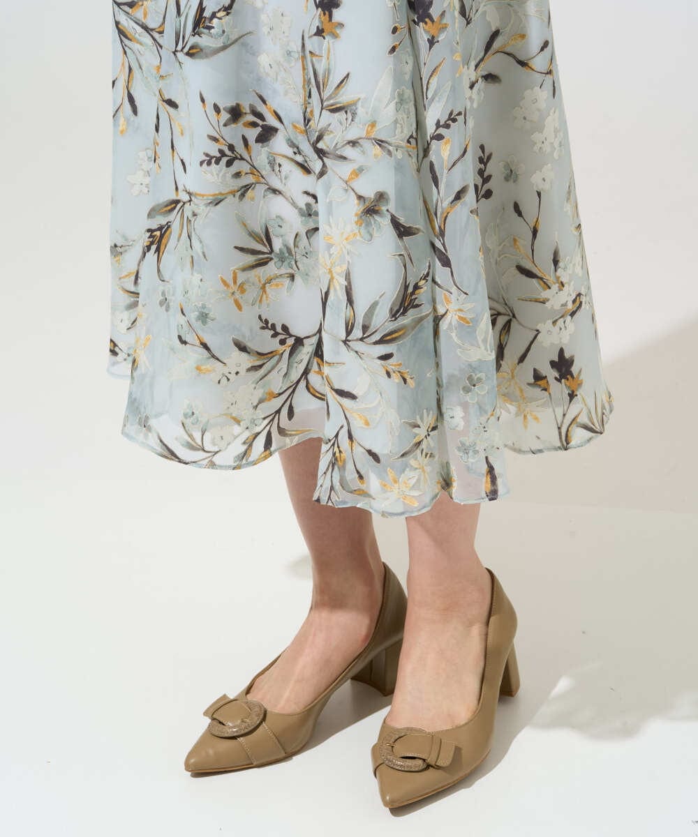 PRHGE02460 CHRISTIAN AUJARD(クリスチャン・オジャール) [セットアップ対応]フラワープリントシアースカート グリーン系