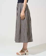 PRHGE09430 CHRISTIAN AUJARD(クリスチャン・オジャール) [セットアップ対応]シャンブレーチェックスカート オレンジ×ネイビー系