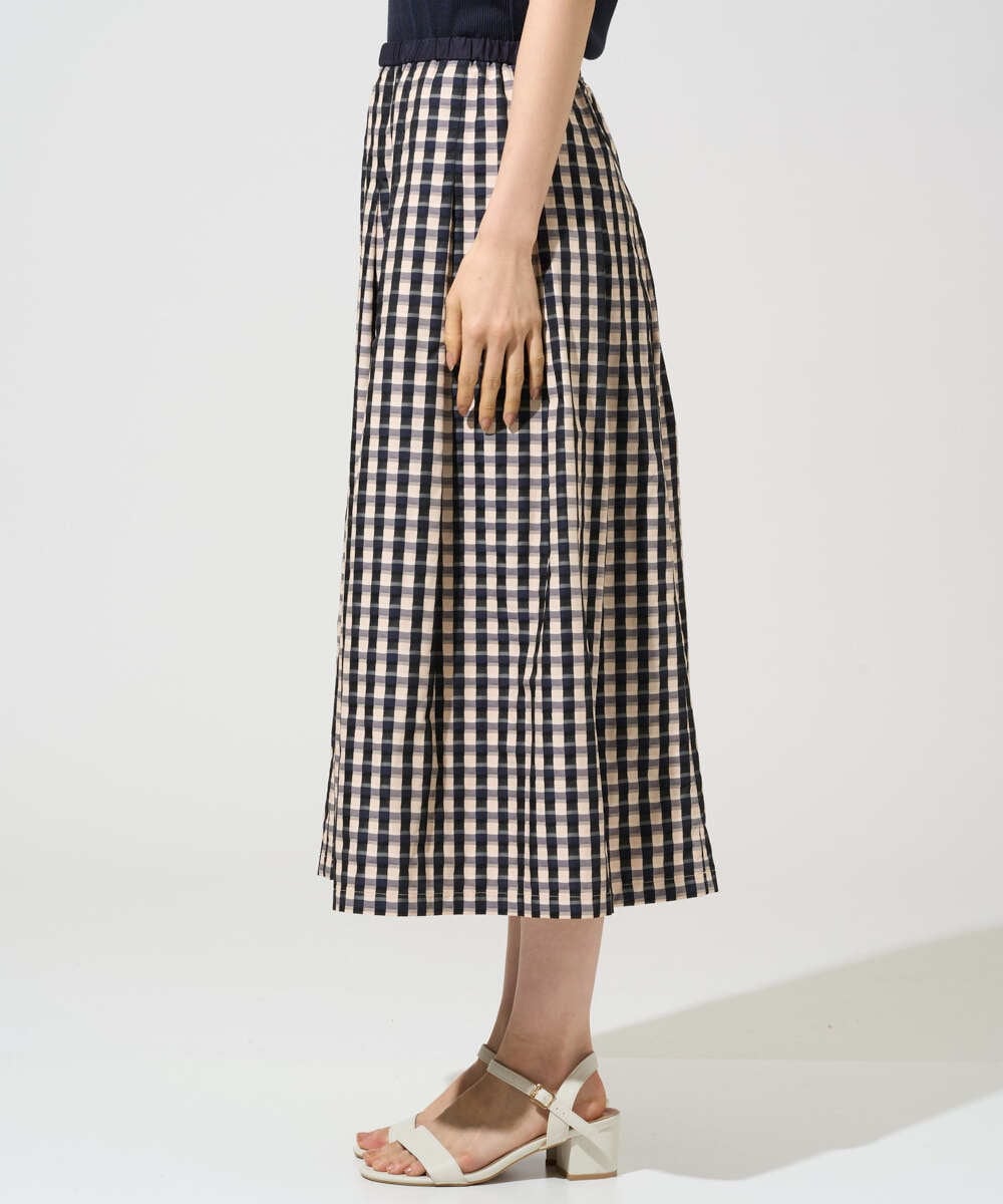 PRHGE09430 CHRISTIAN AUJARD(クリスチャン・オジャール) [セットアップ対応]シャンブレーチェックスカート オレンジ×ネイビー系