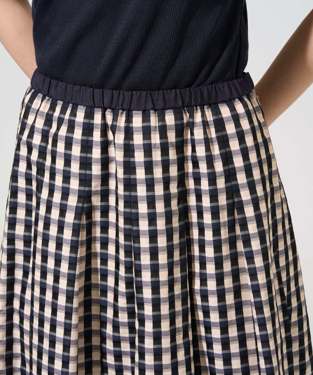 PRHGE09430 CHRISTIAN AUJARD(クリスチャン・オジャール) [セットアップ対応]シャンブレーチェックスカート オレンジ×ネイビー系