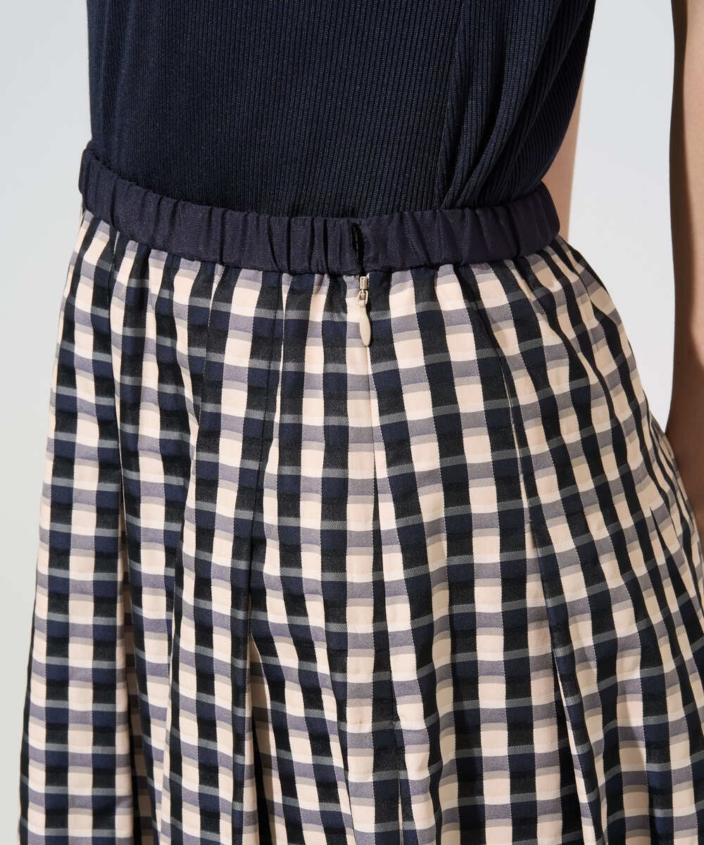 PRHGE09430 CHRISTIAN AUJARD(クリスチャン・オジャール) [セットアップ対応]シャンブレーチェックスカート オレンジ×ネイビー系