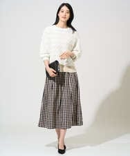 PRHGE09430 CHRISTIAN AUJARD(クリスチャン・オジャール) [セットアップ対応]シャンブレーチェックスカート オレンジ×ネイビー系