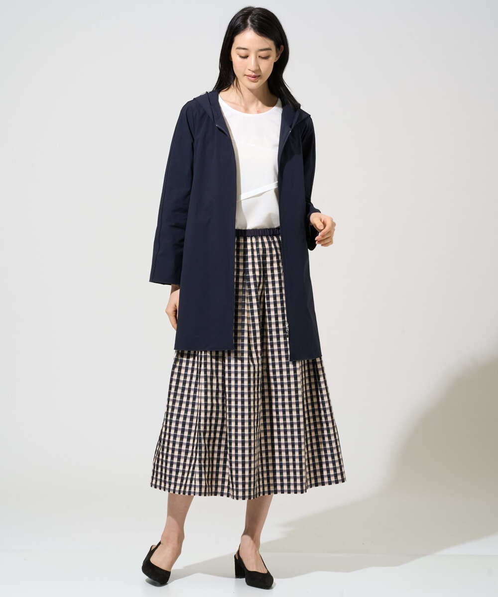 PRHGE09430 CHRISTIAN AUJARD(クリスチャン・オジャール) [セットアップ対応]シャンブレーチェックスカート オレンジ×ネイビー系