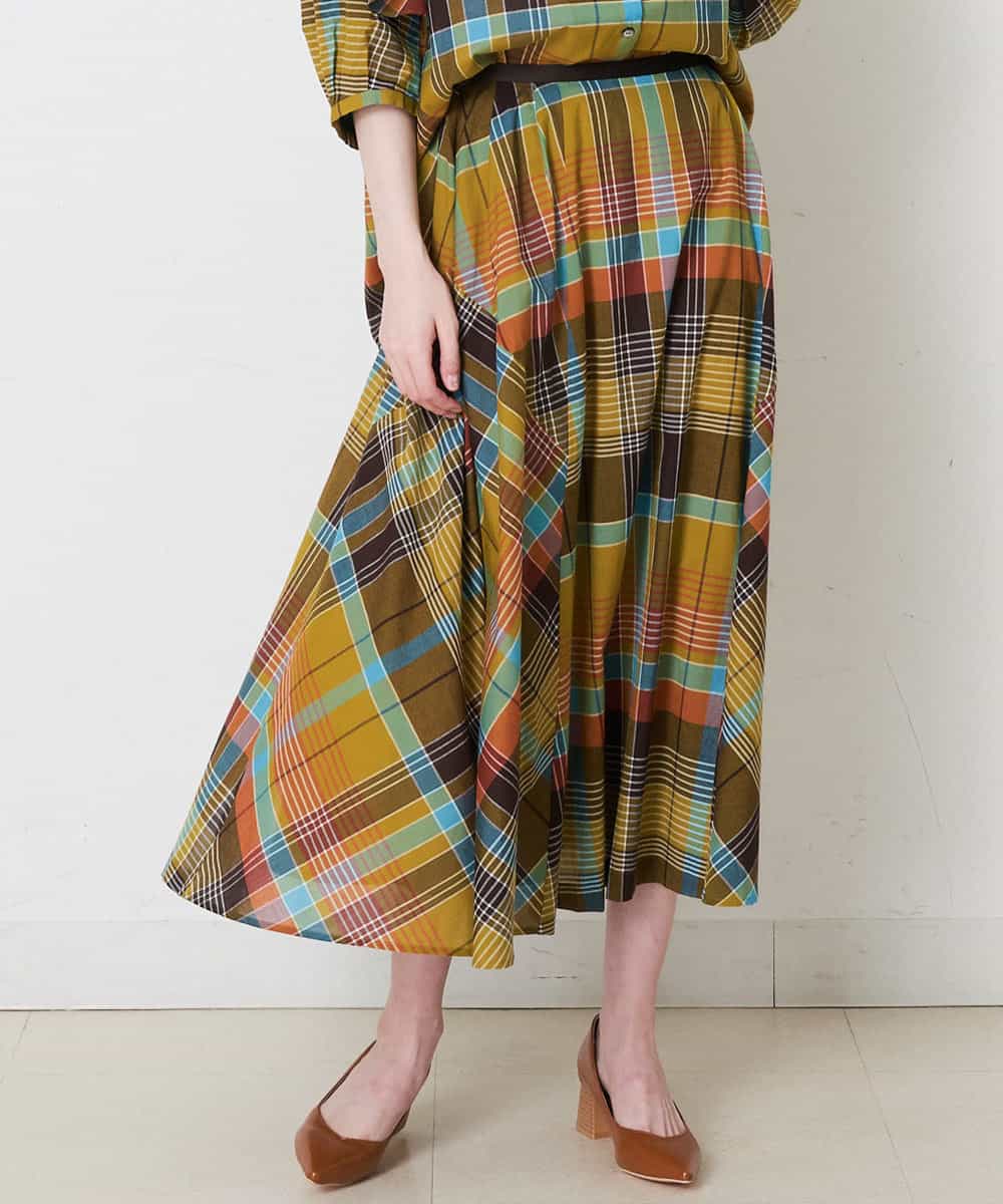 マドラスチェックフレアスカート ロング マキシスカート Christian Aujard クリスチャン オジャール イトキンオンラインストア