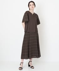 PRHGS62390 CHRISTIAN AUJARD(クリスチャン・オジャール) シアーチェックAラインスカート ブラウン