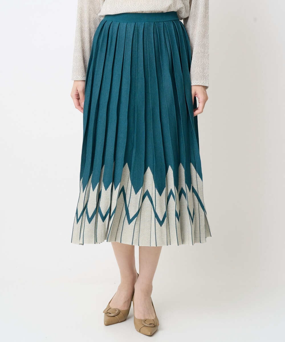 PRHGV69490 CHRISTIAN AUJARD(クリスチャン・オジャール) プリーツデザインスカート グリーン系