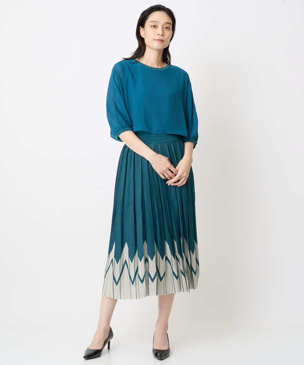 PRHGV69490 CHRISTIAN AUJARD(クリスチャン・オジャール) プリーツデザインスカート グリーン系