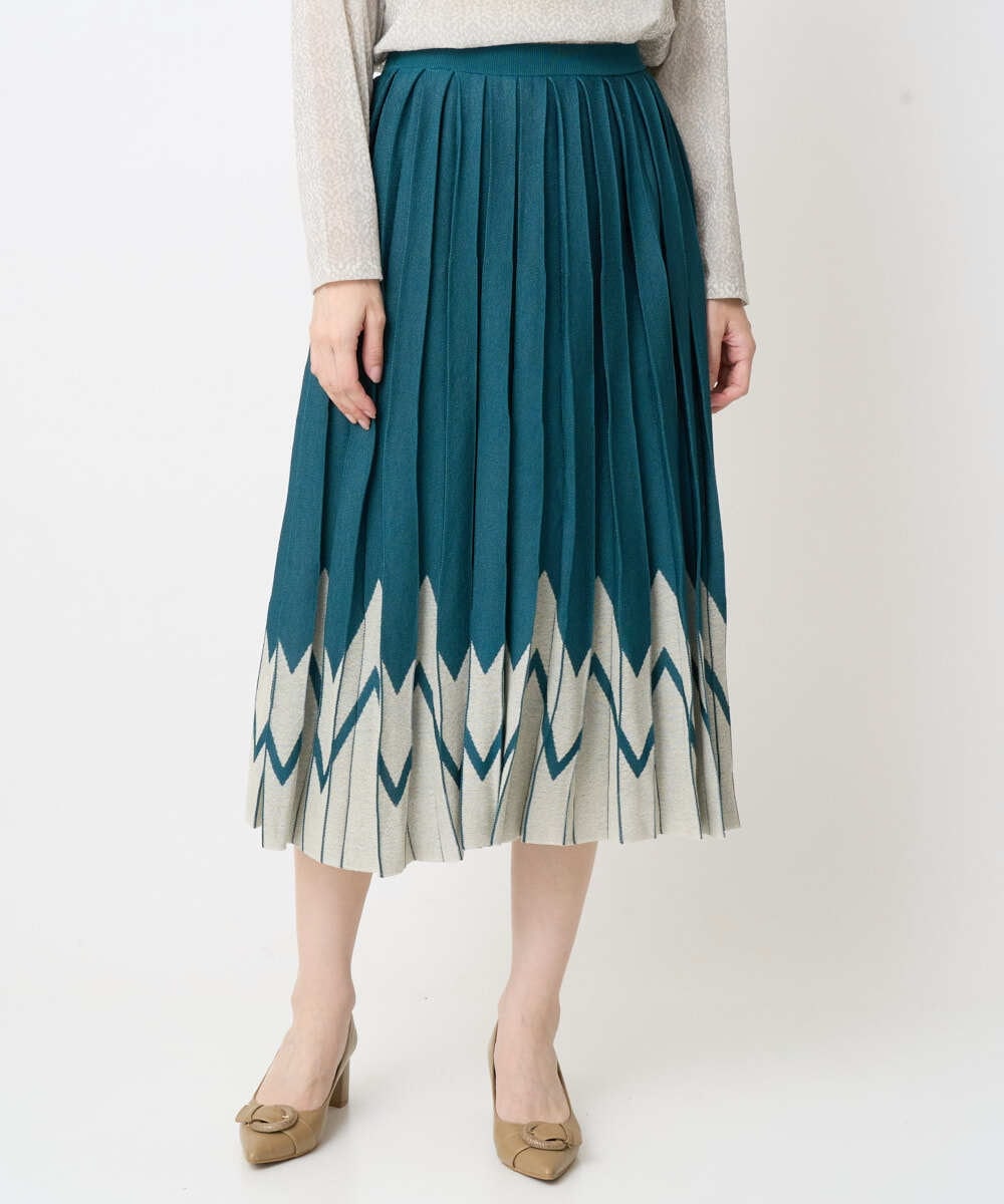 PRHGV69490 CHRISTIAN AUJARD(クリスチャン・オジャール) プリーツデザインスカート グリーン系