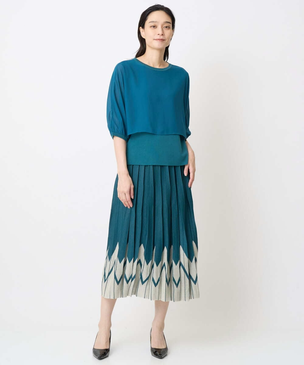 PRHGV69490 CHRISTIAN AUJARD(クリスチャン・オジャール) プリーツデザインスカート グリーン系