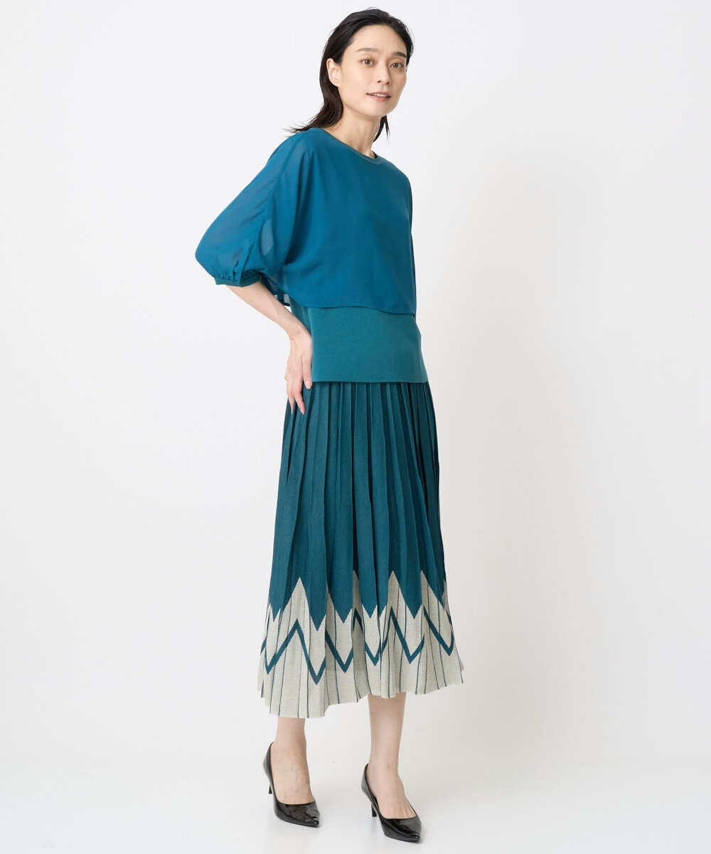 PRHGV69490 CHRISTIAN AUJARD(クリスチャン・オジャール) プリーツデザインスカート グリーン系