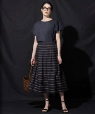 PRHHE28400 CHRISTIAN AUJARD(クリスチャン・オジャール) カラミボーダースカート ネイビー