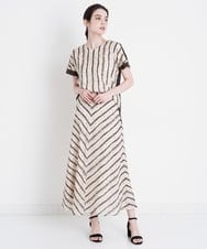 PRHHT02390 CHRISTIAN AUJARD(クリスチャン・オジャール) [セットアップ対応]モダンキカストライププリントスカート ブラウン×イエロー
