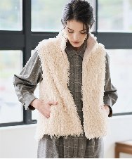 PRJAD35430 CHRISTIAN AUJARD(クリスチャン・オジャール) [リバーシブル]フェザーニットベスト アイボリー