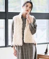 PRJAD35430 CHRISTIAN AUJARD(クリスチャン・オジャール) [リバーシブル]フェザーニットベスト アイボリー