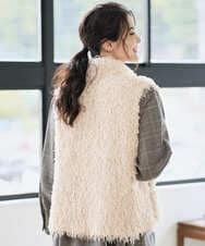 PRJAD35430 CHRISTIAN AUJARD(クリスチャン・オジャール) [リバーシブル]フェザーニットベスト アイボリー