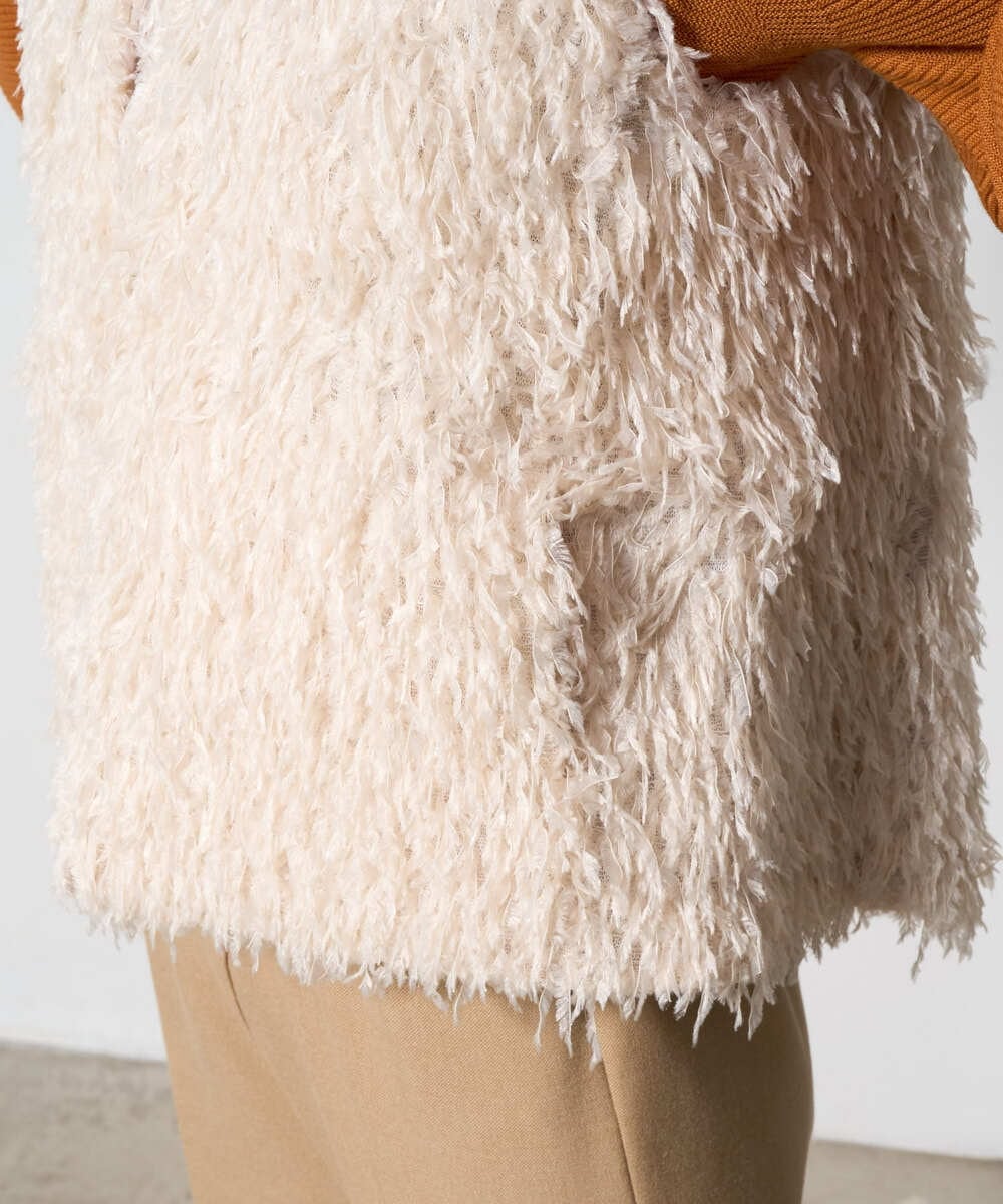 PRJAD35430 CHRISTIAN AUJARD(クリスチャン・オジャール) [リバーシブル]フェザーニットベスト アイボリー