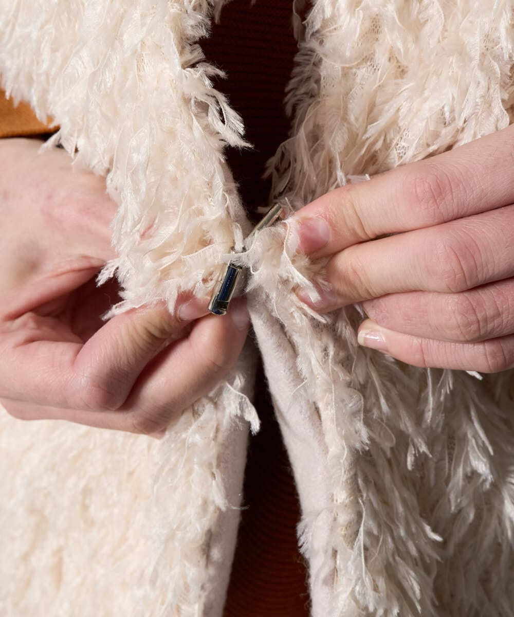 PRJAD35430 CHRISTIAN AUJARD(クリスチャン・オジャール) [リバーシブル]フェザーニットベスト アイボリー