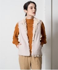 PRJAD35430 CHRISTIAN AUJARD(クリスチャン・オジャール) [リバーシブル]フェザーニットベスト アイボリー