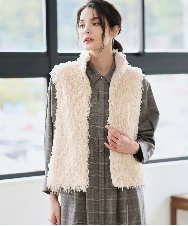 PRJAD35430 CHRISTIAN AUJARD(クリスチャン・オジャール) [リバーシブル]フェザーニットベスト アイボリー