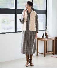 PRJAD35430 CHRISTIAN AUJARD(クリスチャン・オジャール) [リバーシブル]フェザーニットベスト アイボリー