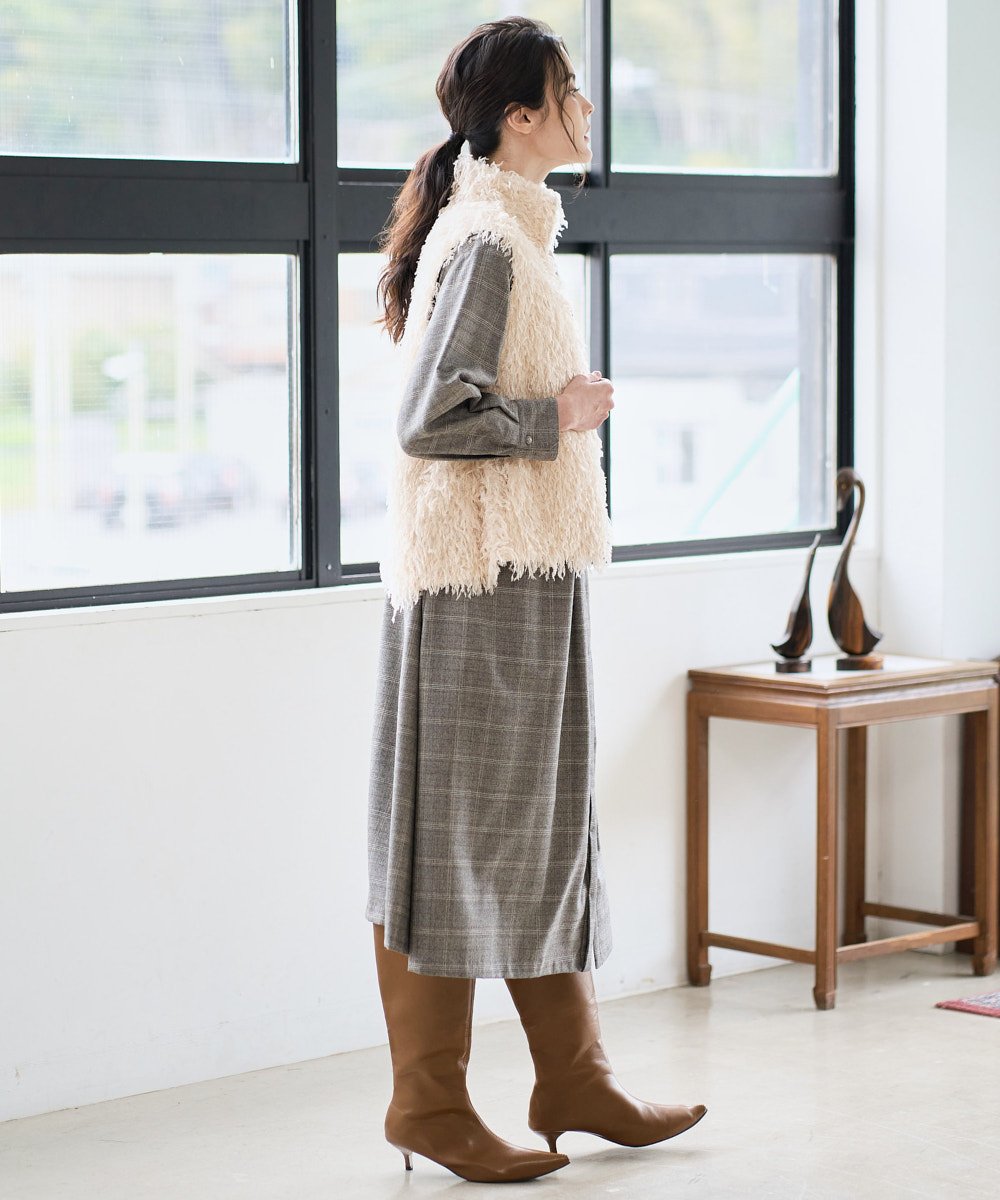 PRJAD35430 CHRISTIAN AUJARD(クリスチャン・オジャール) [リバーシブル]フェザーニットベスト アイボリー