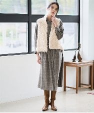 PRJAD35430 CHRISTIAN AUJARD(クリスチャン・オジャール) [リバーシブル]フェザーニットベスト アイボリー