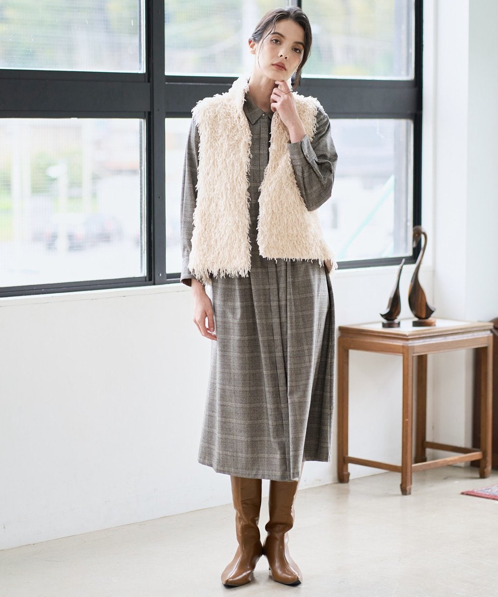 PRJAD35430 CHRISTIAN AUJARD(クリスチャン・オジャール) [リバーシブル]フェザーニットベスト アイボリー