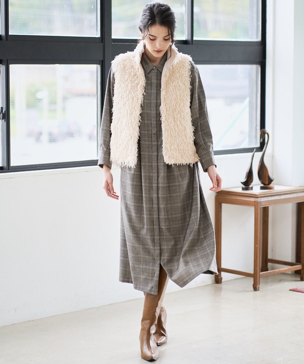 PRJAD35430 CHRISTIAN AUJARD(クリスチャン・オジャール) [リバーシブル]フェザーニットベスト アイボリー