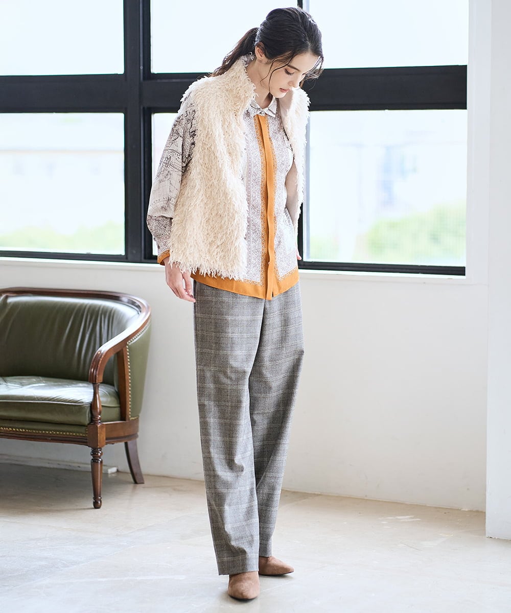 PRJAD35430 CHRISTIAN AUJARD(クリスチャン・オジャール) [リバーシブル]フェザーニットベスト アイボリー