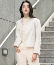 PRJEE01690 CHRISTIAN AUJARD(クリスチャン・オジャール) 【セットアップ対応】シャイニーツィードジャケット ベージュ系