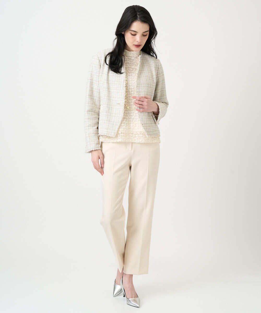 PRJEE01690 CHRISTIAN AUJARD(クリスチャン・オジャール) 【セットアップ対応】シャイニーツィードジャケット ベージュ系