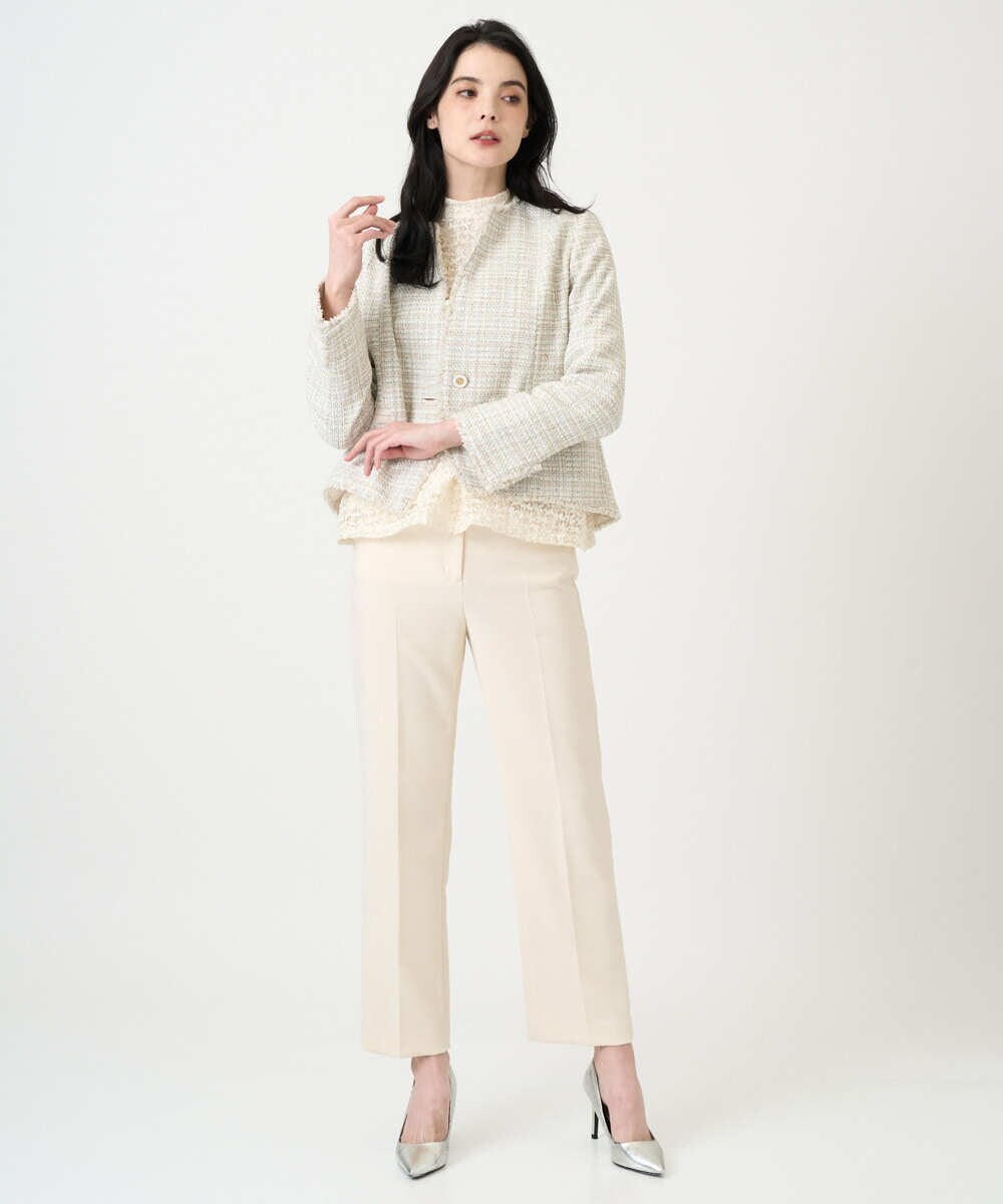 PRJEE01690 CHRISTIAN AUJARD(クリスチャン・オジャール) 【セットアップ対応】シャイニーツィードジャケット ベージュ系