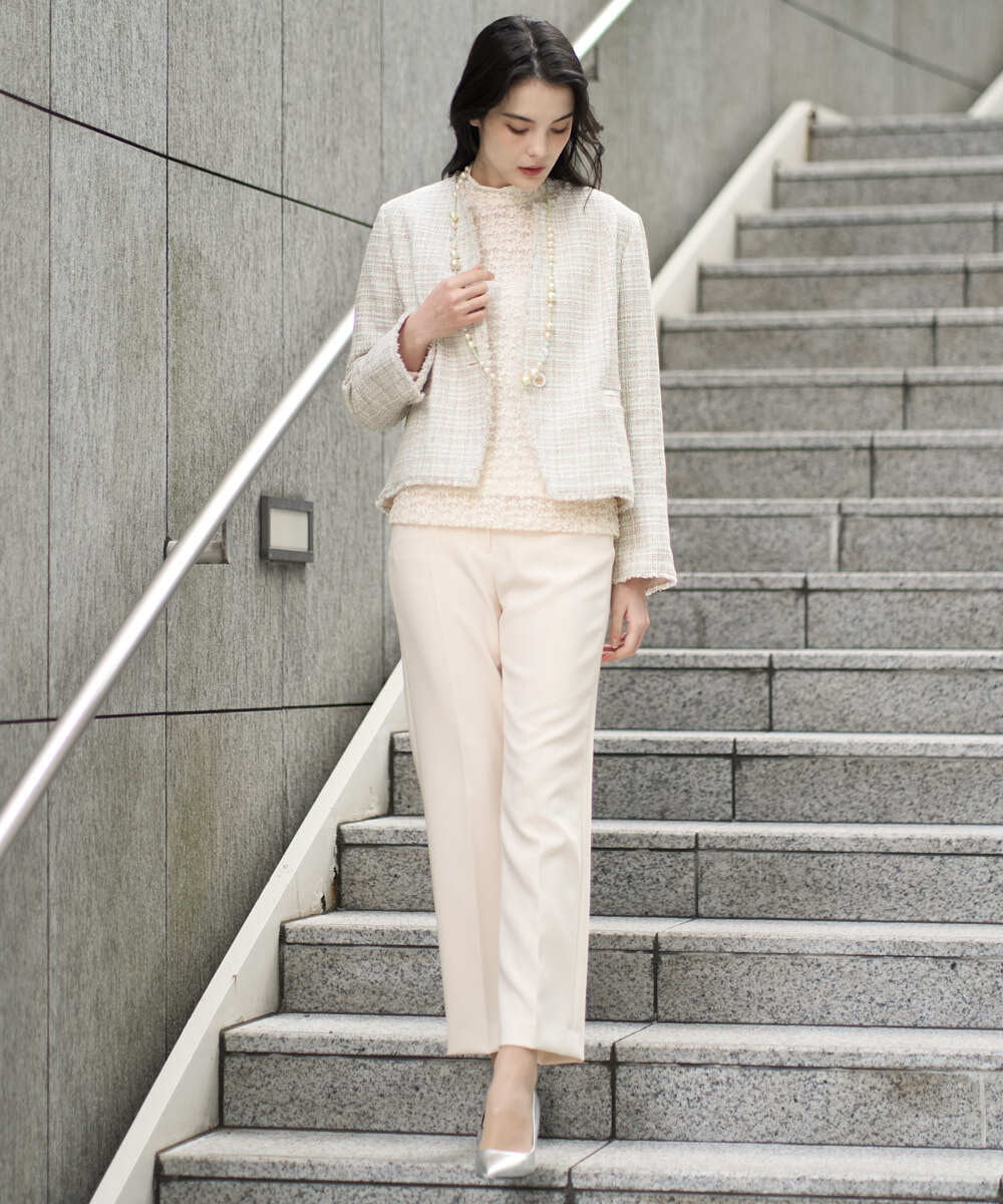 PRJEE01690 CHRISTIAN AUJARD(クリスチャン・オジャール) 【セットアップ対応】シャイニーツィードジャケット ベージュ系