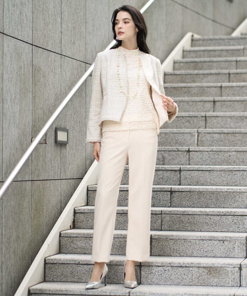 PRJEE01690 CHRISTIAN AUJARD(クリスチャン・オジャール) 【セットアップ対応】シャイニーツィードジャケット ベージュ系