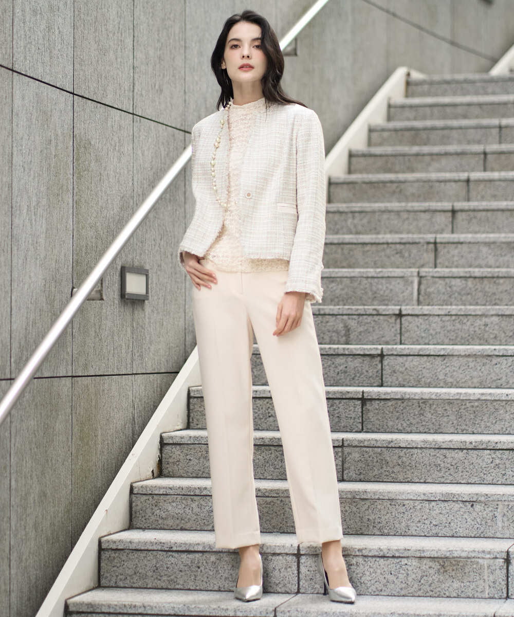 PRJEE01690 CHRISTIAN AUJARD(クリスチャン・オジャール) 【セットアップ対応】シャイニーツィードジャケット ベージュ系