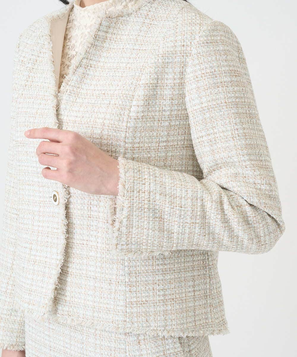 PRJEE01690 CHRISTIAN AUJARD(クリスチャン・オジャール) 【セットアップ対応】シャイニーツィードジャケット ベージュ系