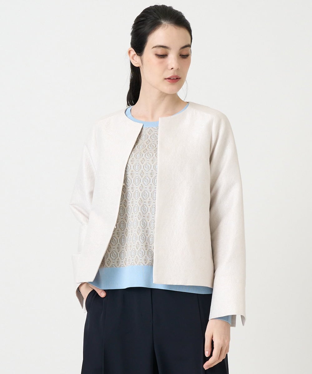 PRJEE11530 CHRISTIAN AUJARD(クリスチャン・オジャール) [セットアップ対応]ジャカードサテンジャケット アイボリー