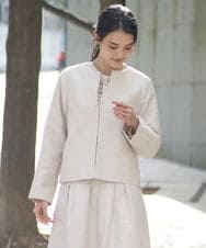 PRJEE11530 CHRISTIAN AUJARD(クリスチャン・オジャール) [セットアップ対応]ジャカードサテンジャケット アイボリー