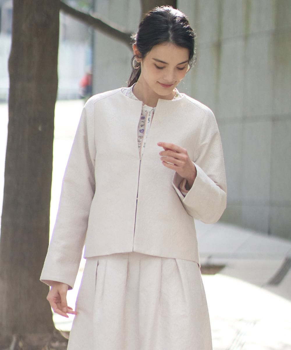 PRJEE11530 CHRISTIAN AUJARD(クリスチャン・オジャール) [セットアップ対応]ジャカードサテンジャケット アイボリー