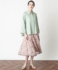 PRJES61550 CHRISTIAN AUJARD(クリスチャン・オジャール) ステンカラ―Aラインジャケット ライトグリーン