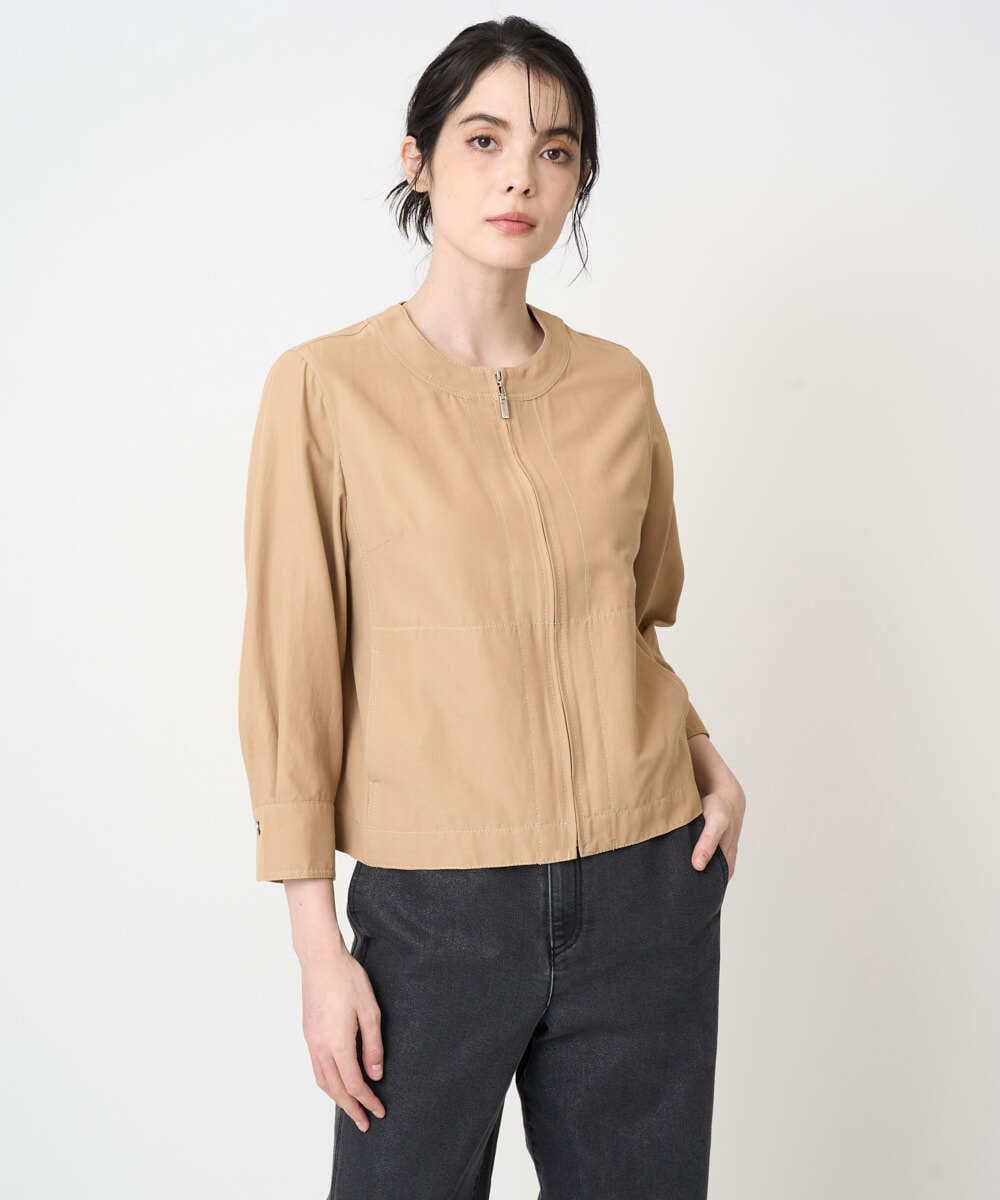 PRJGA45430 CHRISTIAN AUJARD(クリスチャン・オジャール) 【セットアップ対応】ノーカラージップアップブルゾン ライトブラウンB