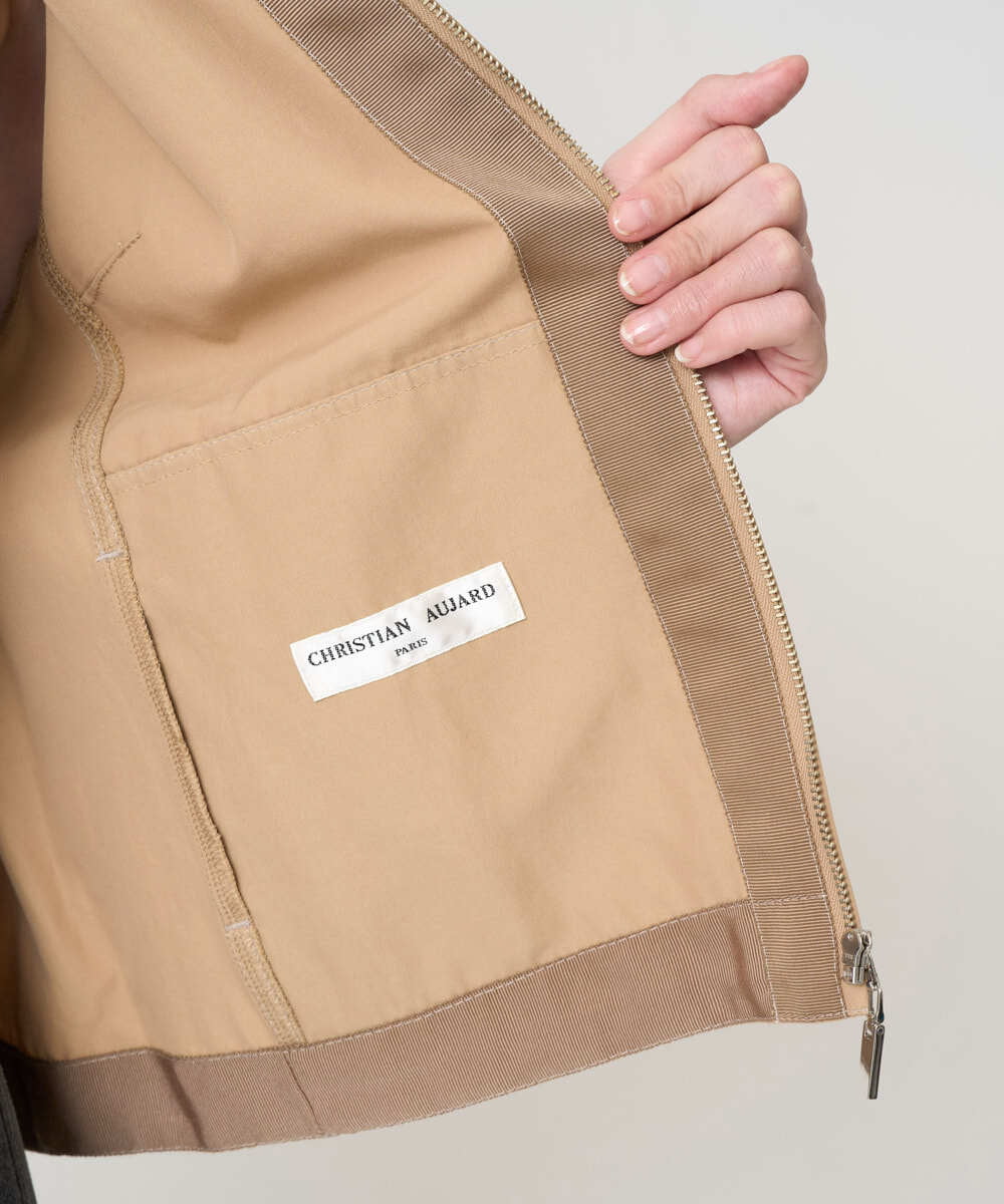 PRJGA45430 CHRISTIAN AUJARD(クリスチャン・オジャール) 【セットアップ対応】ノーカラージップアップブルゾン ライトブラウンB