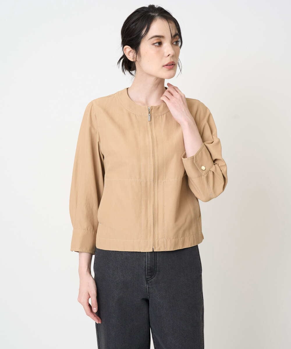 PRJGA45430 CHRISTIAN AUJARD(クリスチャン・オジャール) 【セットアップ対応】ノーカラージップアップブルゾン ライトブラウンB