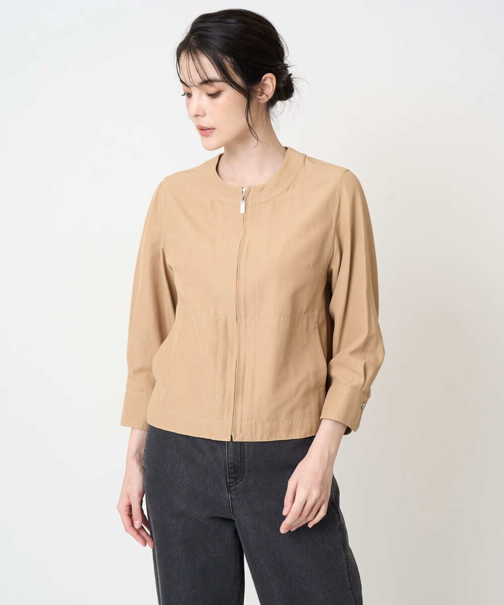 PRJGA45430 CHRISTIAN AUJARD(クリスチャン・オジャール) 【セットアップ対応】ノーカラージップアップブルゾン ライトブラウンB