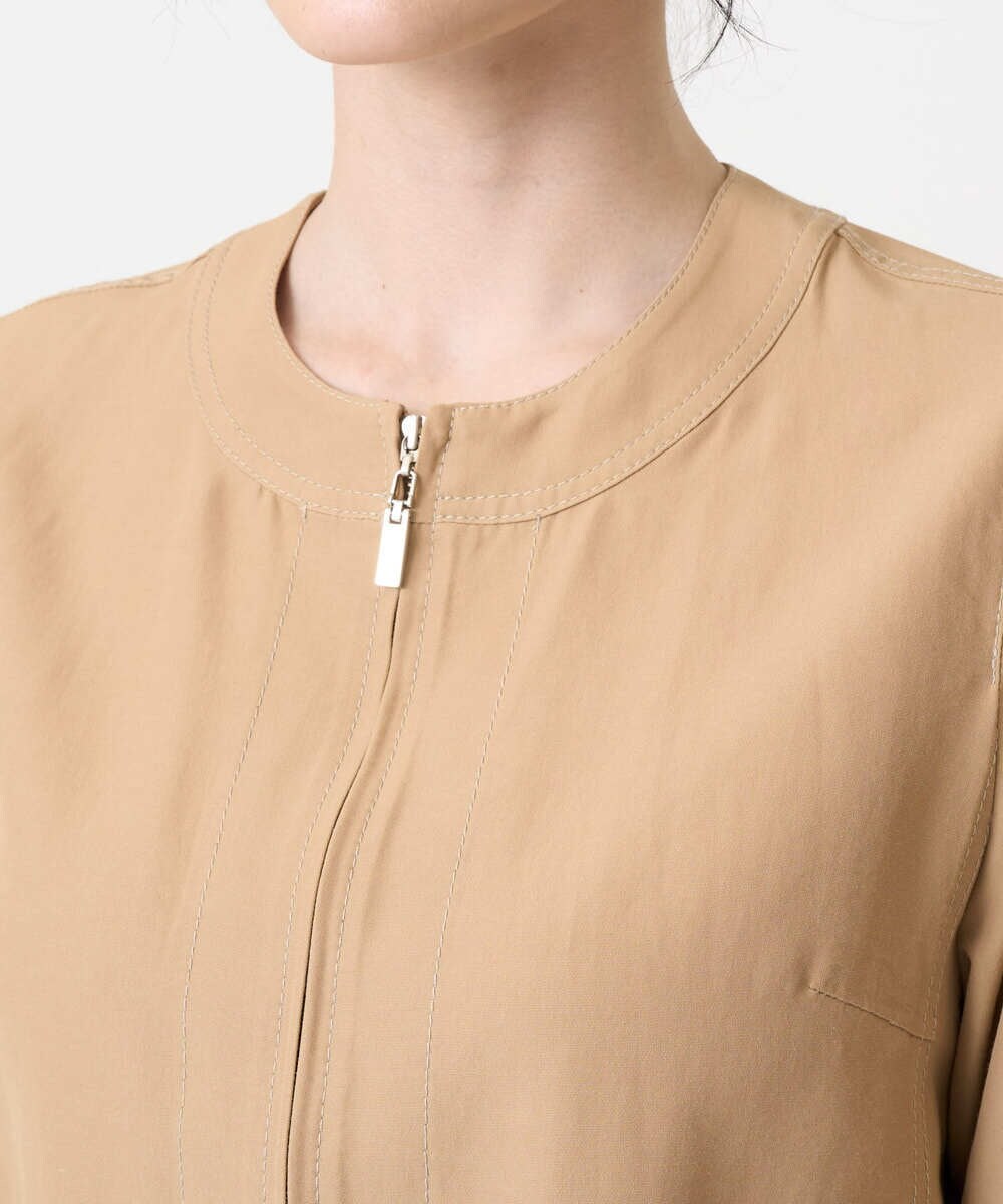 PRJGA45430 CHRISTIAN AUJARD(クリスチャン・オジャール) 【セットアップ対応】ノーカラージップアップブルゾン ライトブラウンB