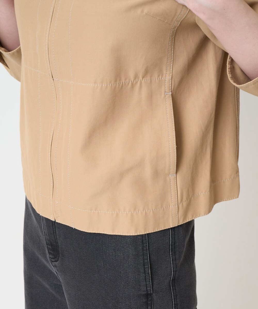 PRJGA45430 CHRISTIAN AUJARD(クリスチャン・オジャール) 【セットアップ対応】ノーカラージップアップブルゾン ライトブラウンB