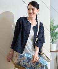 PRJGD20590 CHRISTIAN AUJARD(クリスチャン・オジャール) [セットアップ対応]フラワーカットジャカードジャケット ネイビー