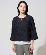 PRJGD20590 CHRISTIAN AUJARD(クリスチャン・オジャール) [セットアップ対応]フラワーカットジャカードジャケット ネイビー