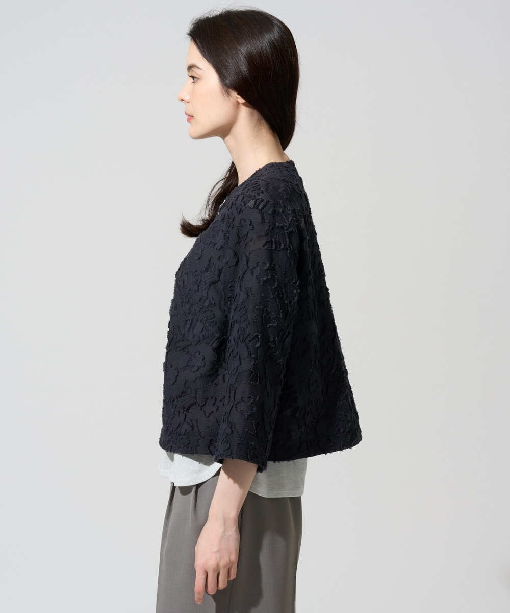 PRJGD20590 CHRISTIAN AUJARD(クリスチャン・オジャール) [セットアップ対応]フラワーカットジャカードジャケット ネイビー